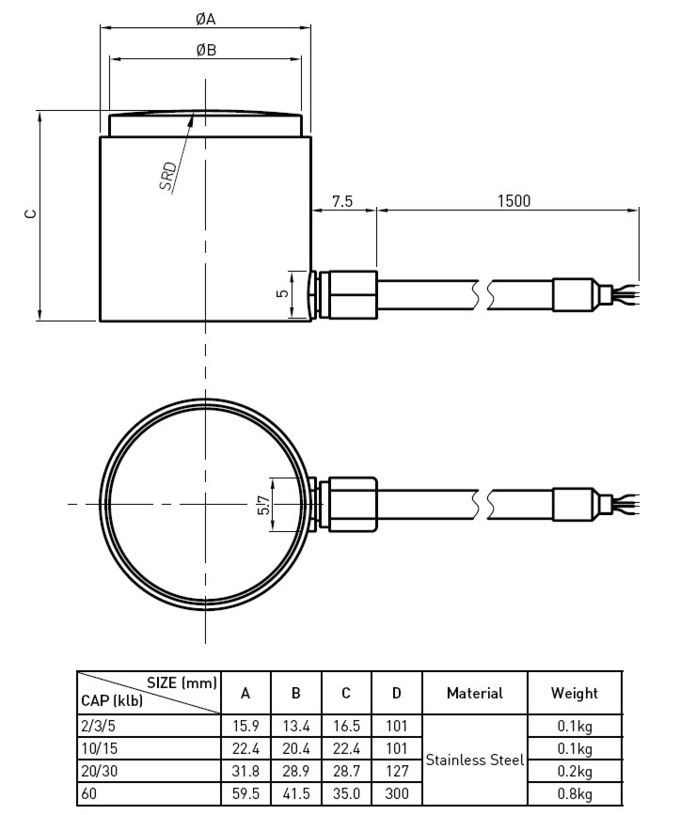 Eenvoudige de Ladingscel van het Kolomroestvrije staal met Laag Profiel/Compacte Grootte